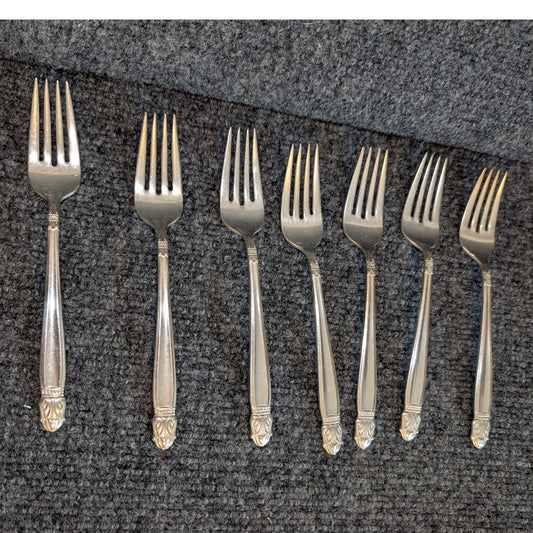 VTG Holmes & Edwards Inlaid IS Danish Princess Patter 7 Piece Fork Silverware