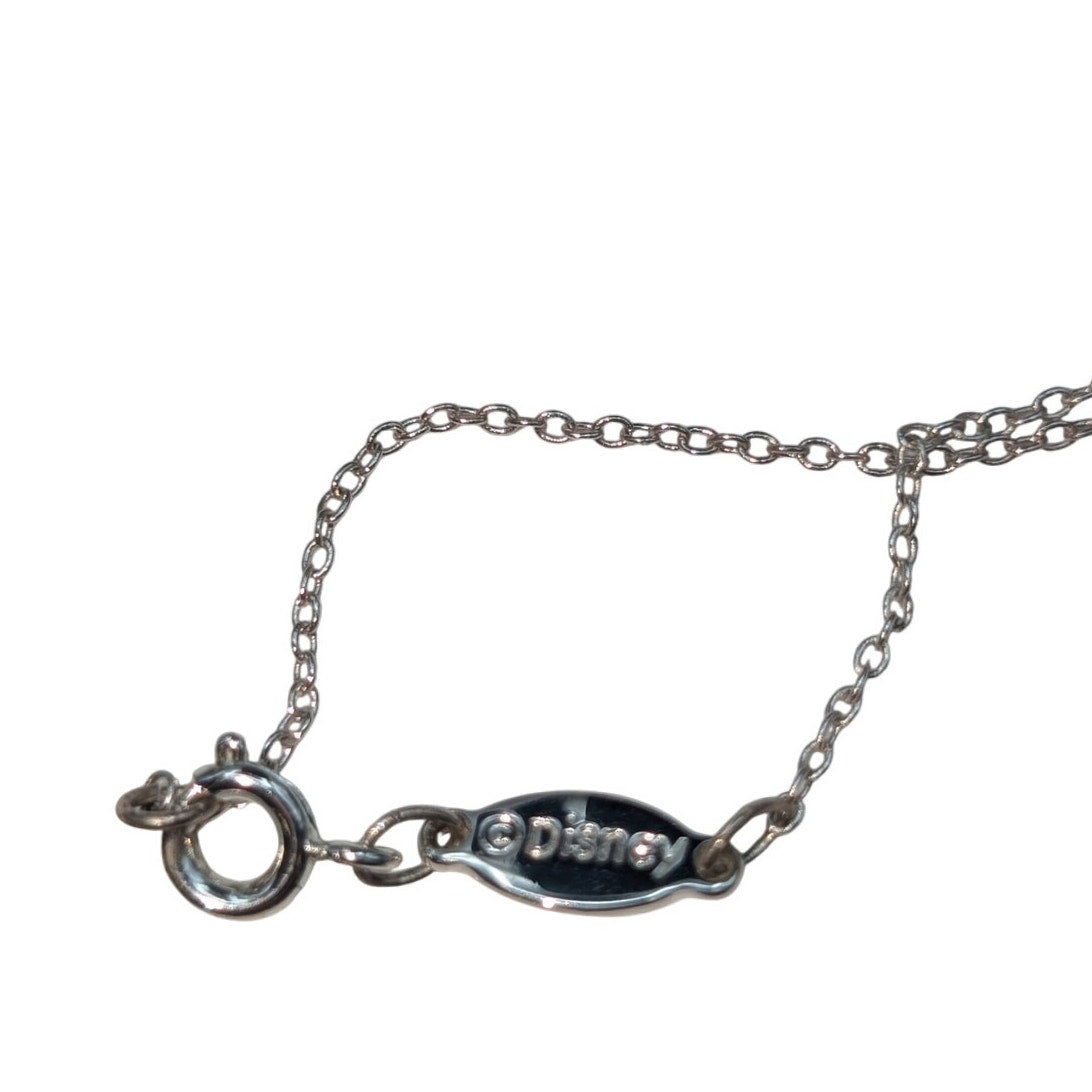 Disney Mickey Mouse White CZ Silver Over Brass Initial 'L' Pendant Necklace