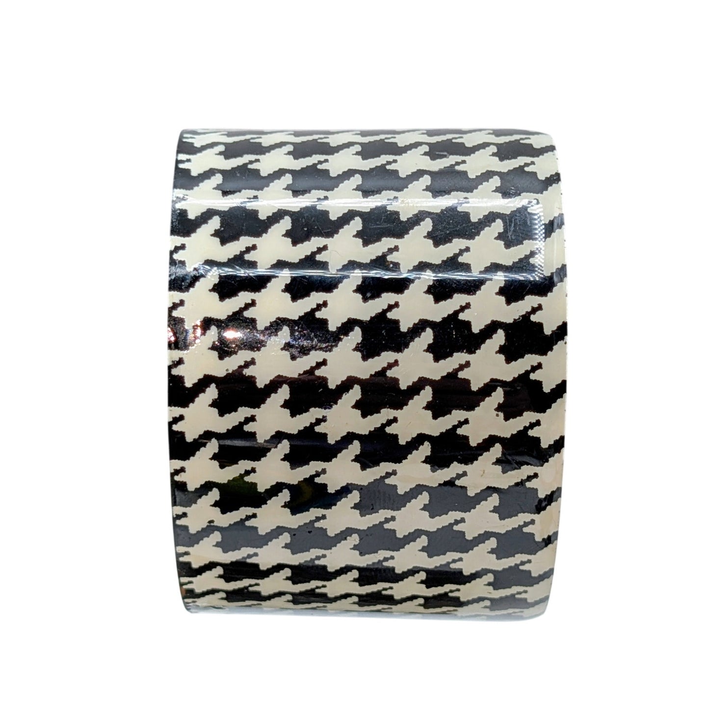 Black & White Houndstooth Wide Metal Cuff Bracelet