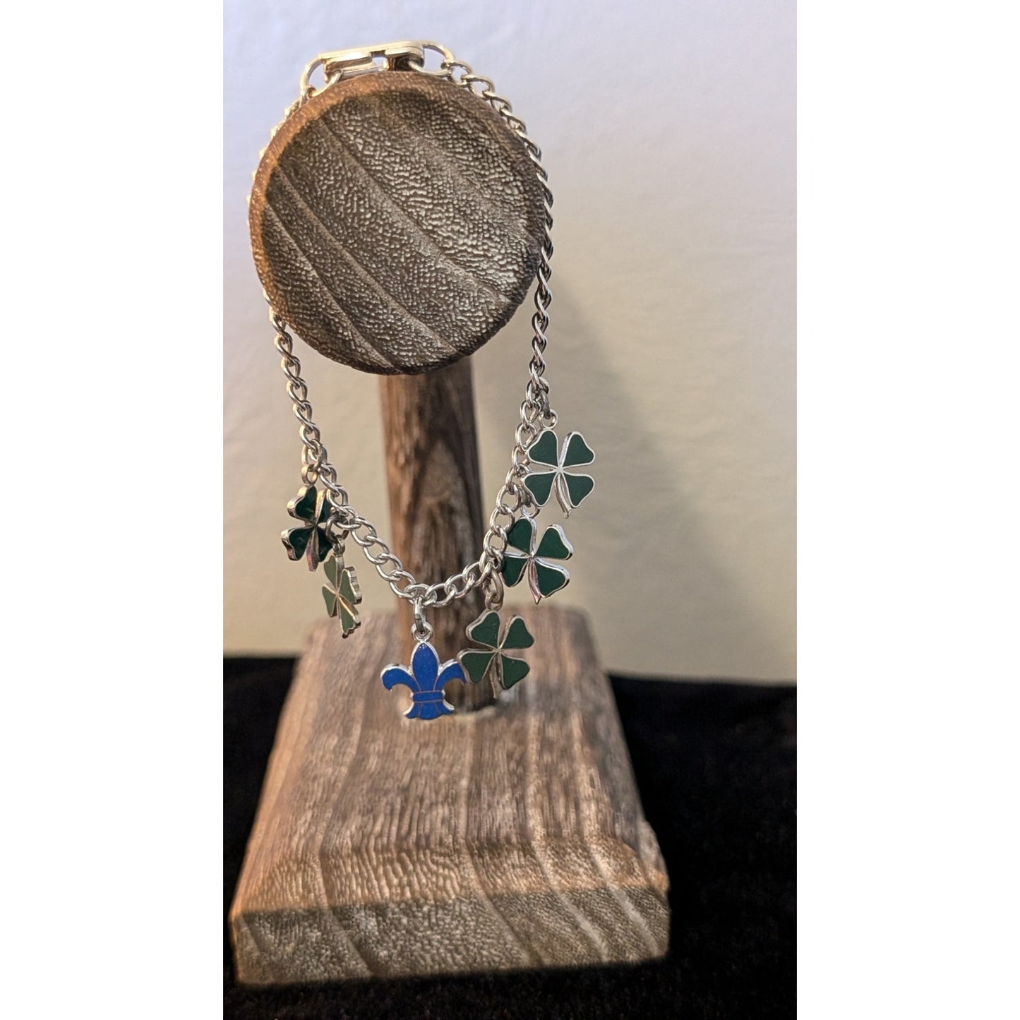 Vintage Sorority Green Enamel Clover Year Perfect Attendance Charm Bracelet