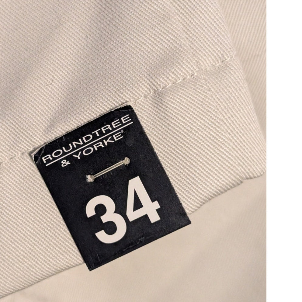 Roundtree & Yorke NWT Travelsmart Stone Flat Front Washed Chino Shorts 34