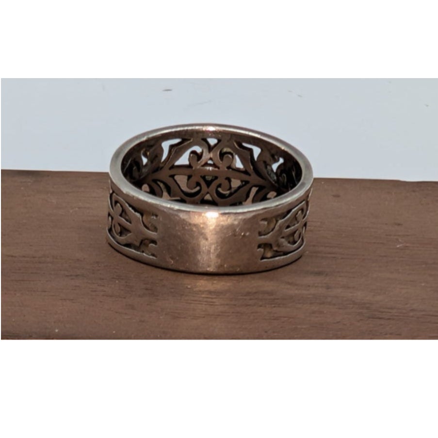 James Avery 925 Sterling Silver Adorned Open Scrollwork Band Ring Sz 6, 4.3g