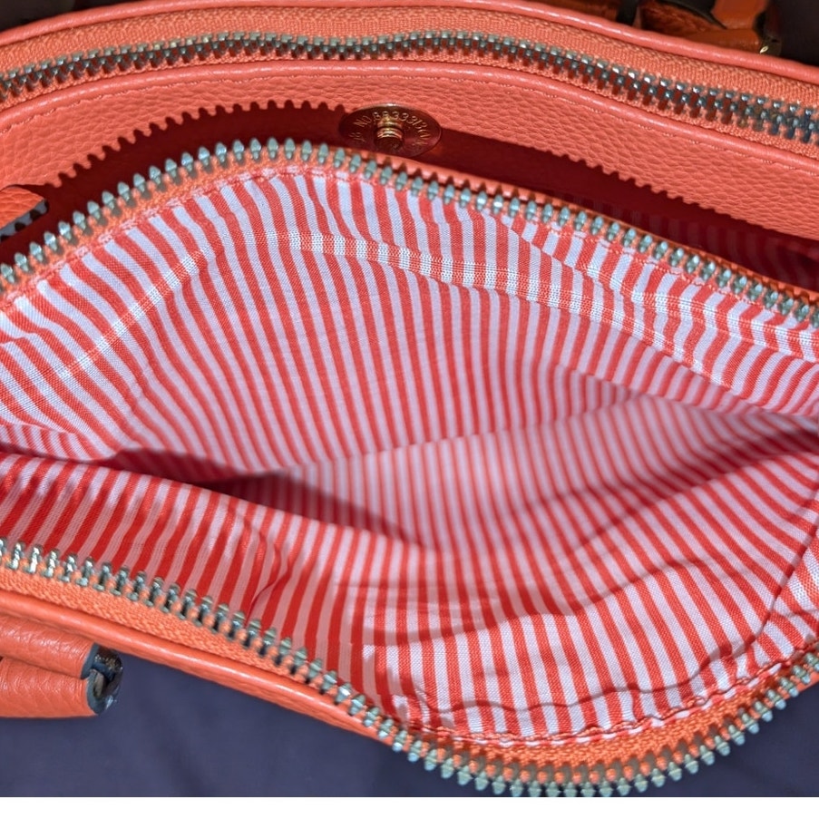 Nanette Lepore Orange Leather Satchel W/ Orange Flower Charm