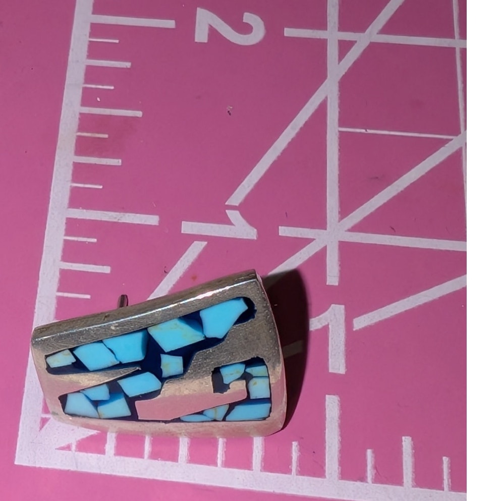 Vintage Taxco Mexico 925 Sterling Silver Turquoise Inlay Post Earrings 9.70g