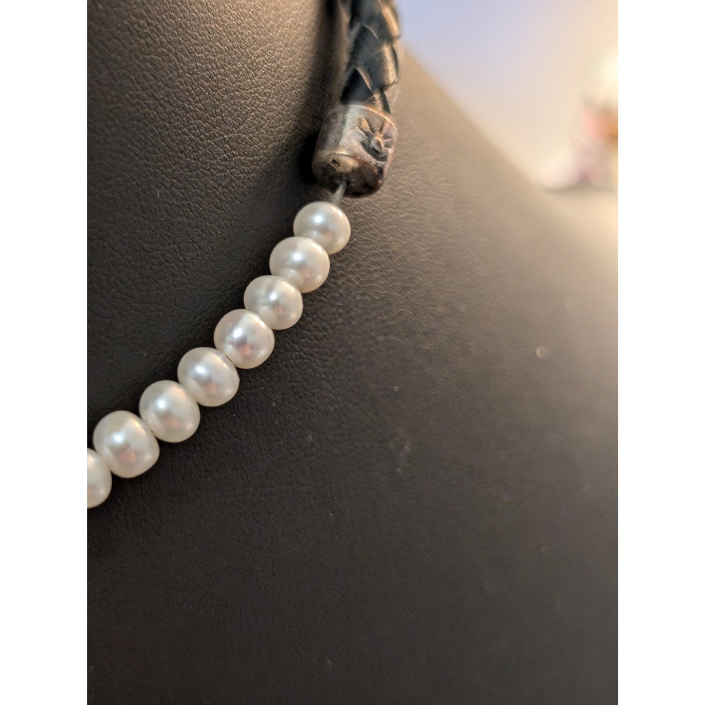 Silpada Sterling Silver Braided Leather Freshwater Pearl Choker