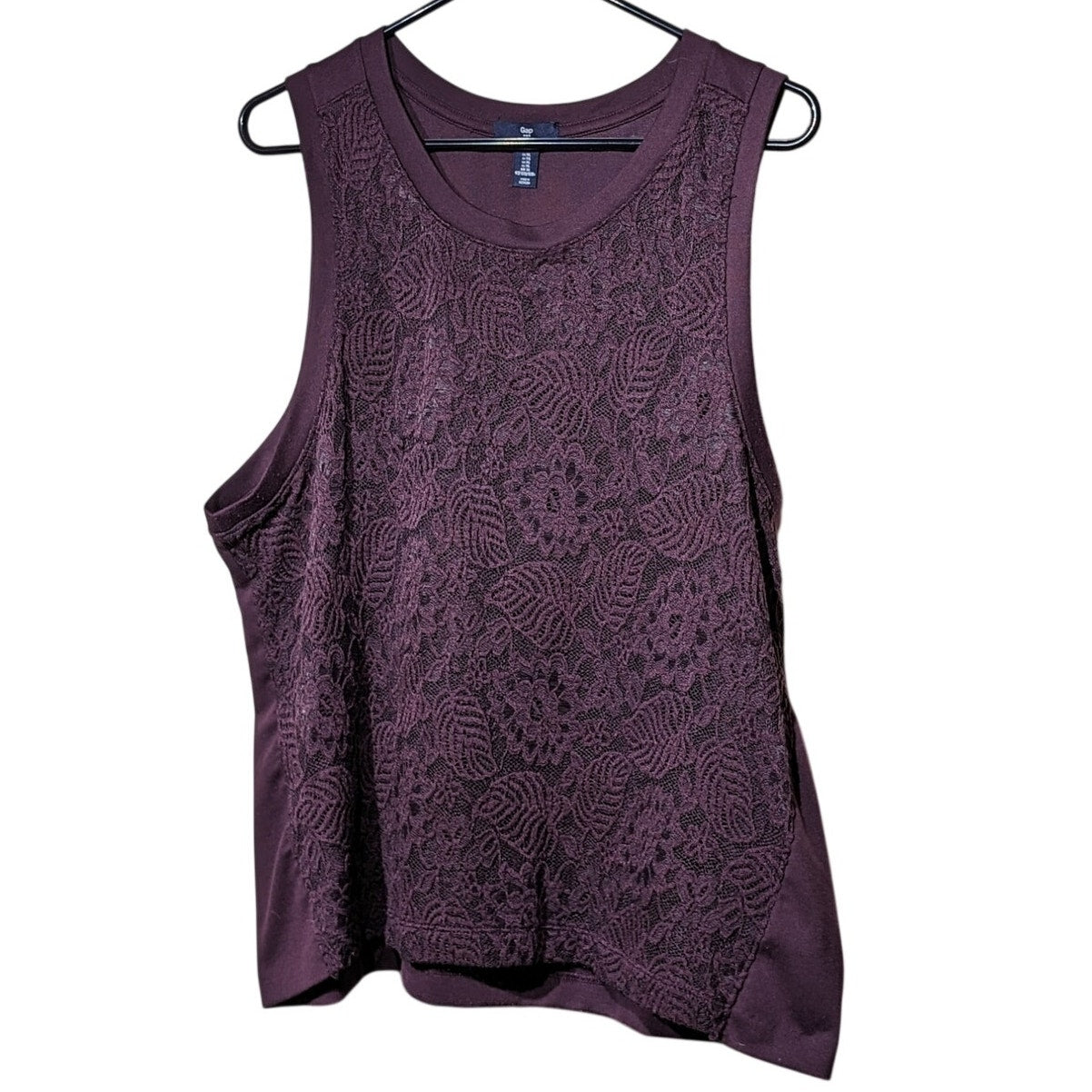 Gap Maroon Front Lace Sleeveless Tank/Shell Womens Sz XL