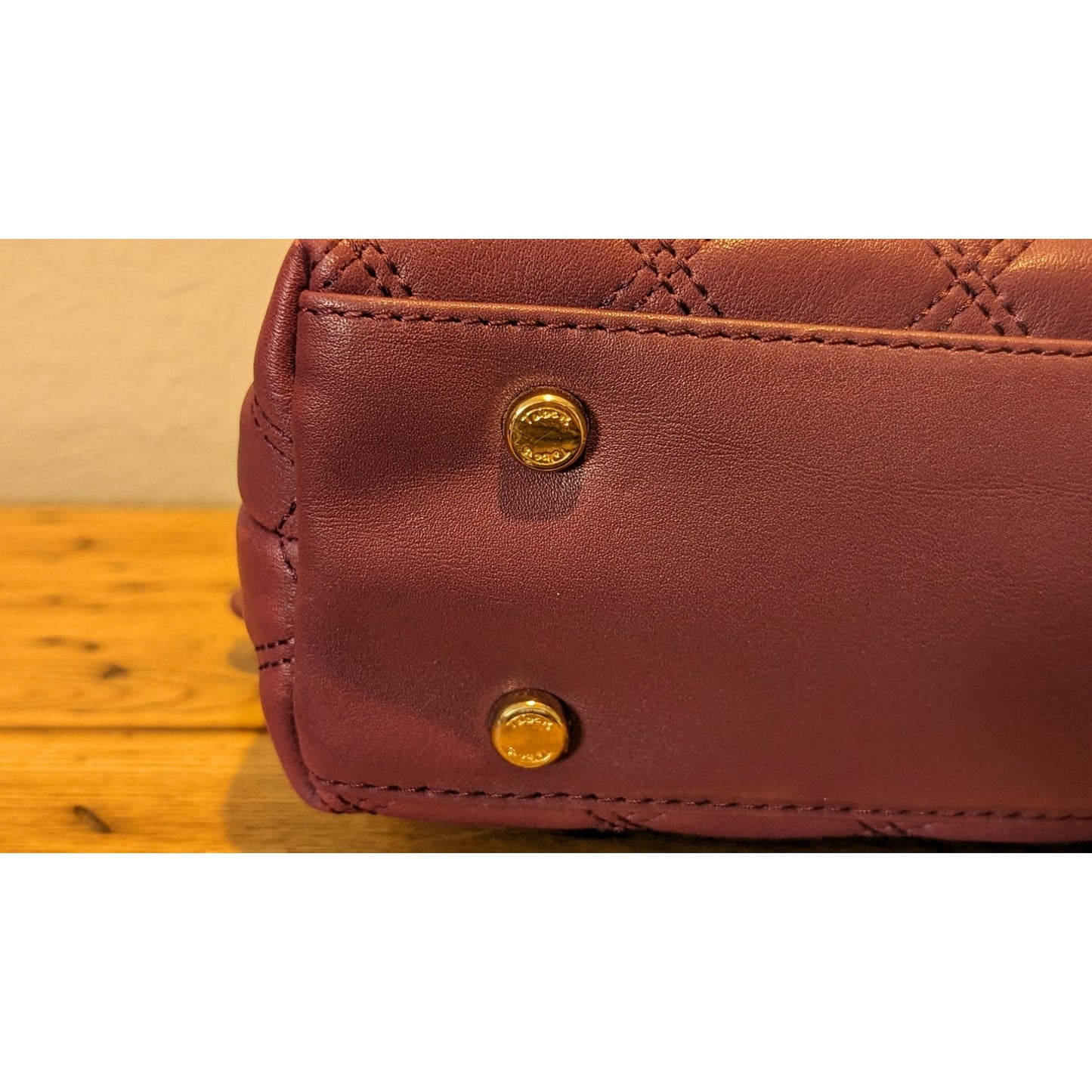 Talbot's Vintage Classic Quilted Wine Leather Chain Strap Shoulder Bag