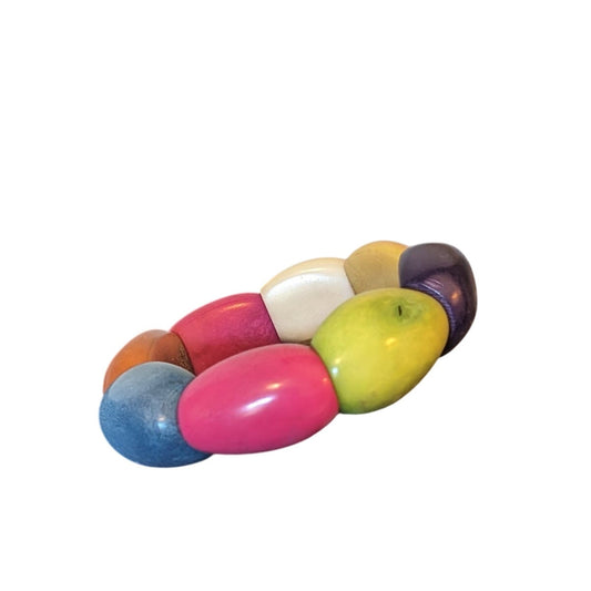 Multi-Color Large Chunky Tagua Nut Stretch Bracelet