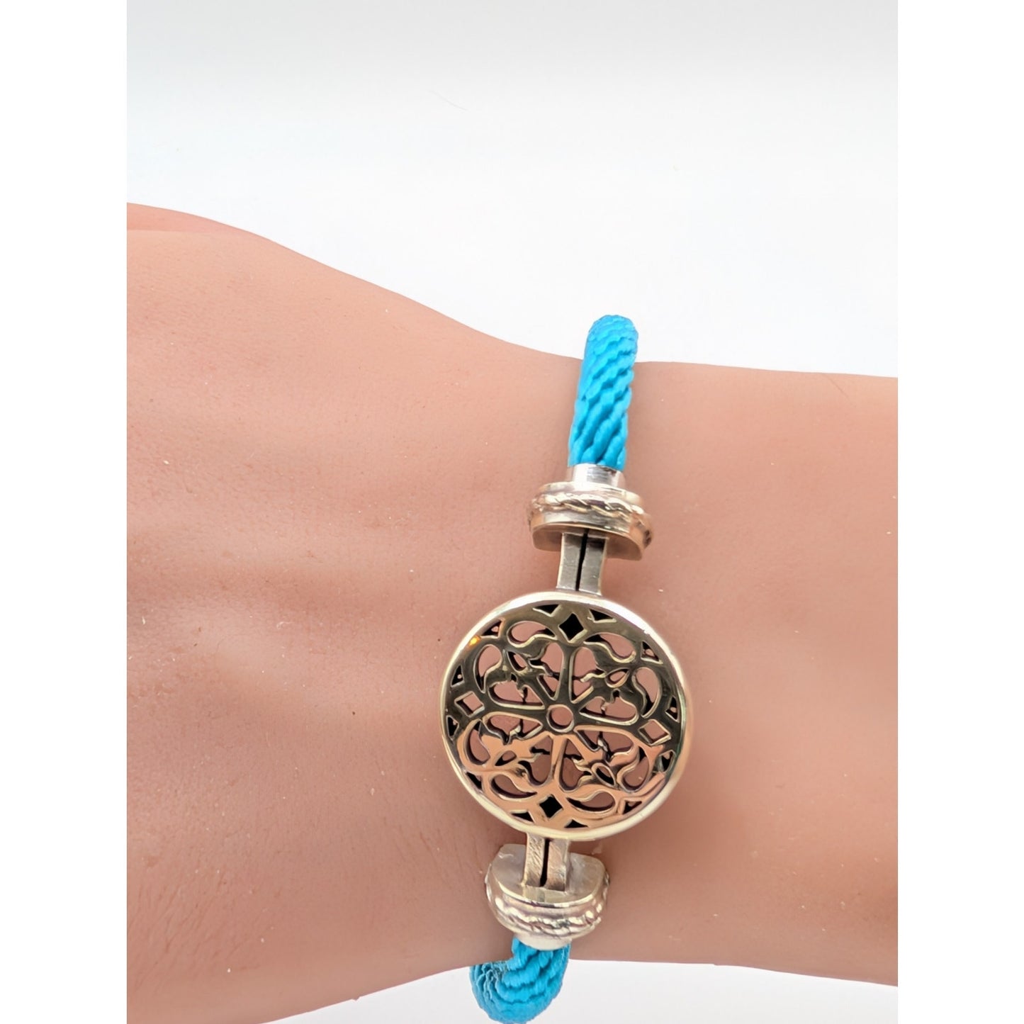 Brighton Clique Cord Ferrara Ornament Silver Plated Aqua Cord Bracelet