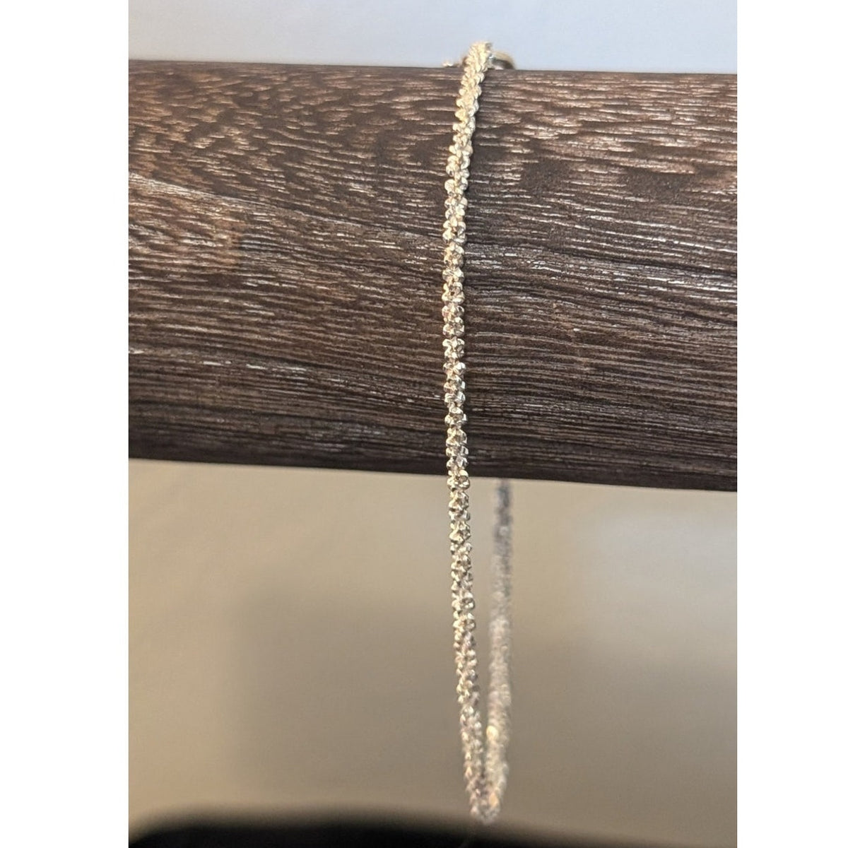 Vintage Solid 925 Silver Sparkle D/C Cut Margarita Box Rope 2mm Chain Bracelet
