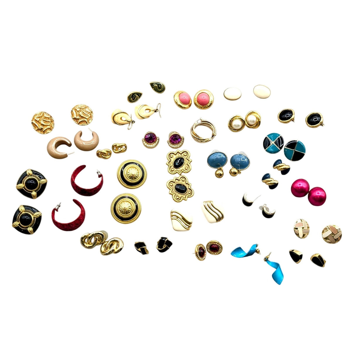 Lot of 28 Pair of 80s Vibe Earrings for Pierced Ears
