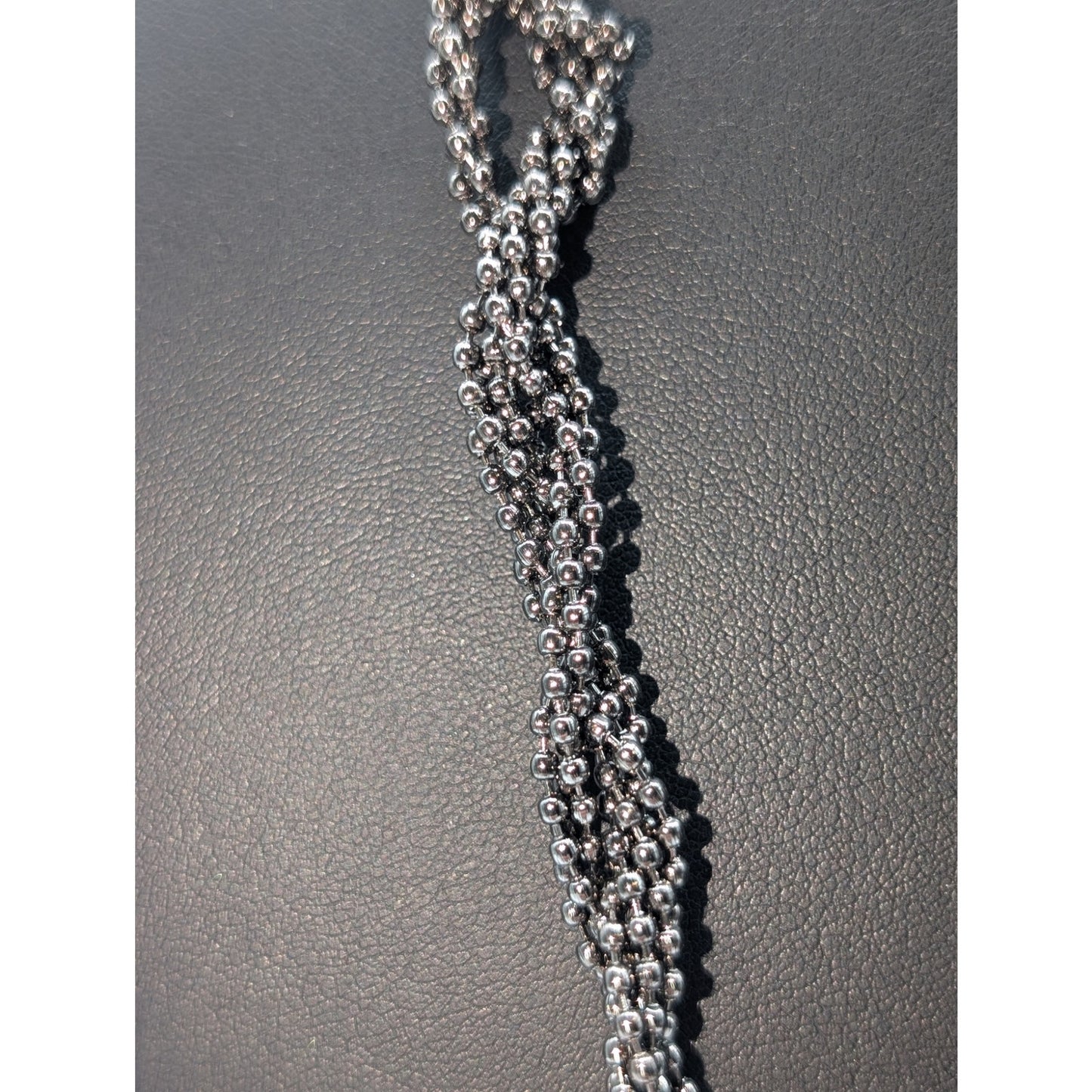 Lot of Three Crystal Bead & Pendant Rhinestone Twisted Metallic Bead Necklaces