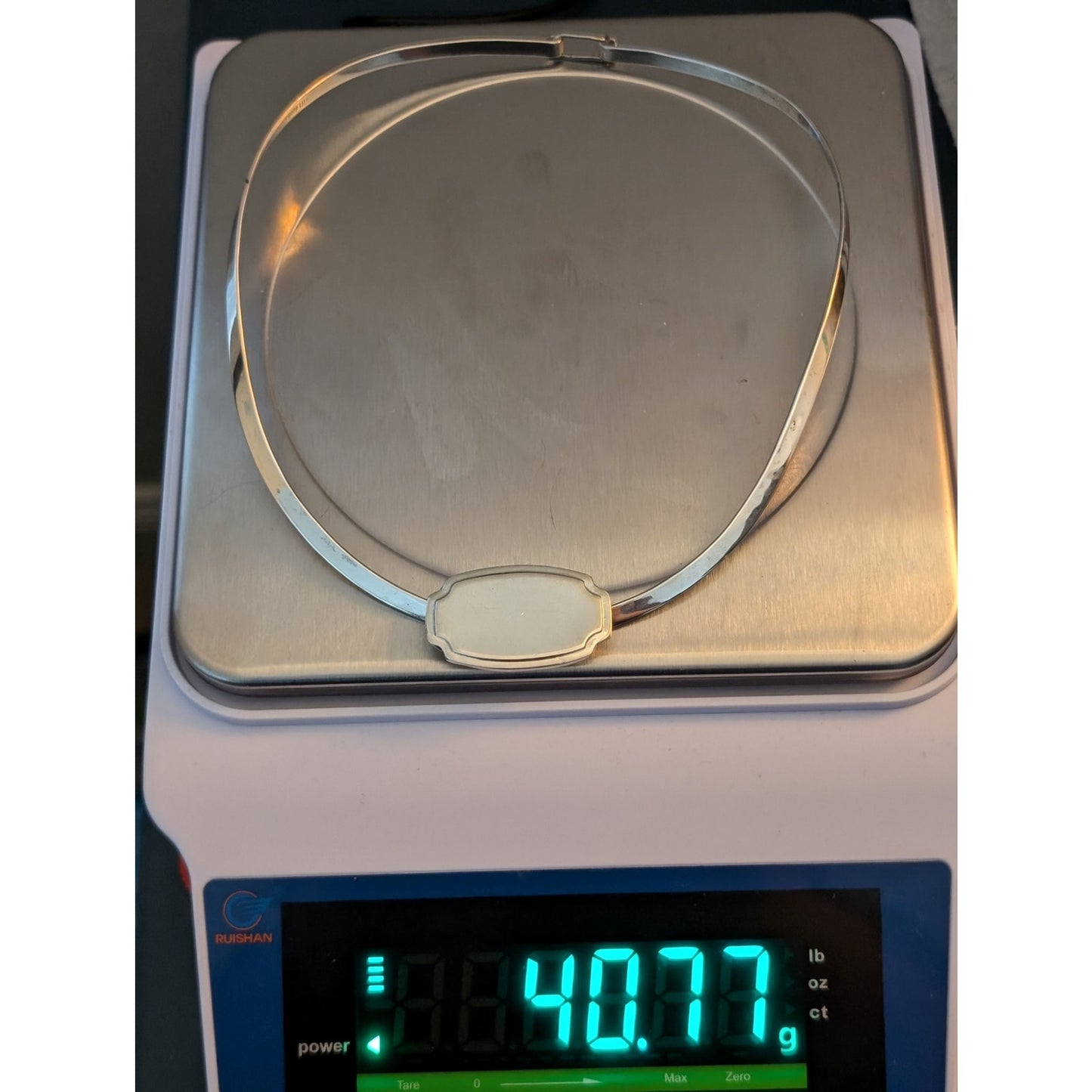 Vintage 925 Mexico Engraveable Slide Pendant on 925 Sterling  Torque Necklace