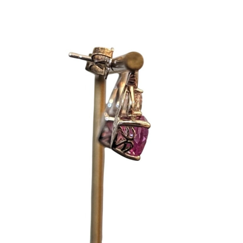 Pink Sapphire CZ 925 Sterling Silver Post Earrings