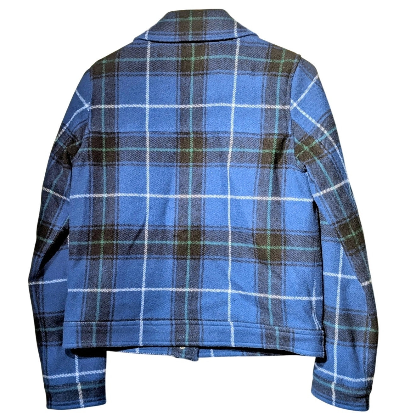 Pendleton Blue Black Green White Plaid Classic Bomber Jacket Women's Size XS