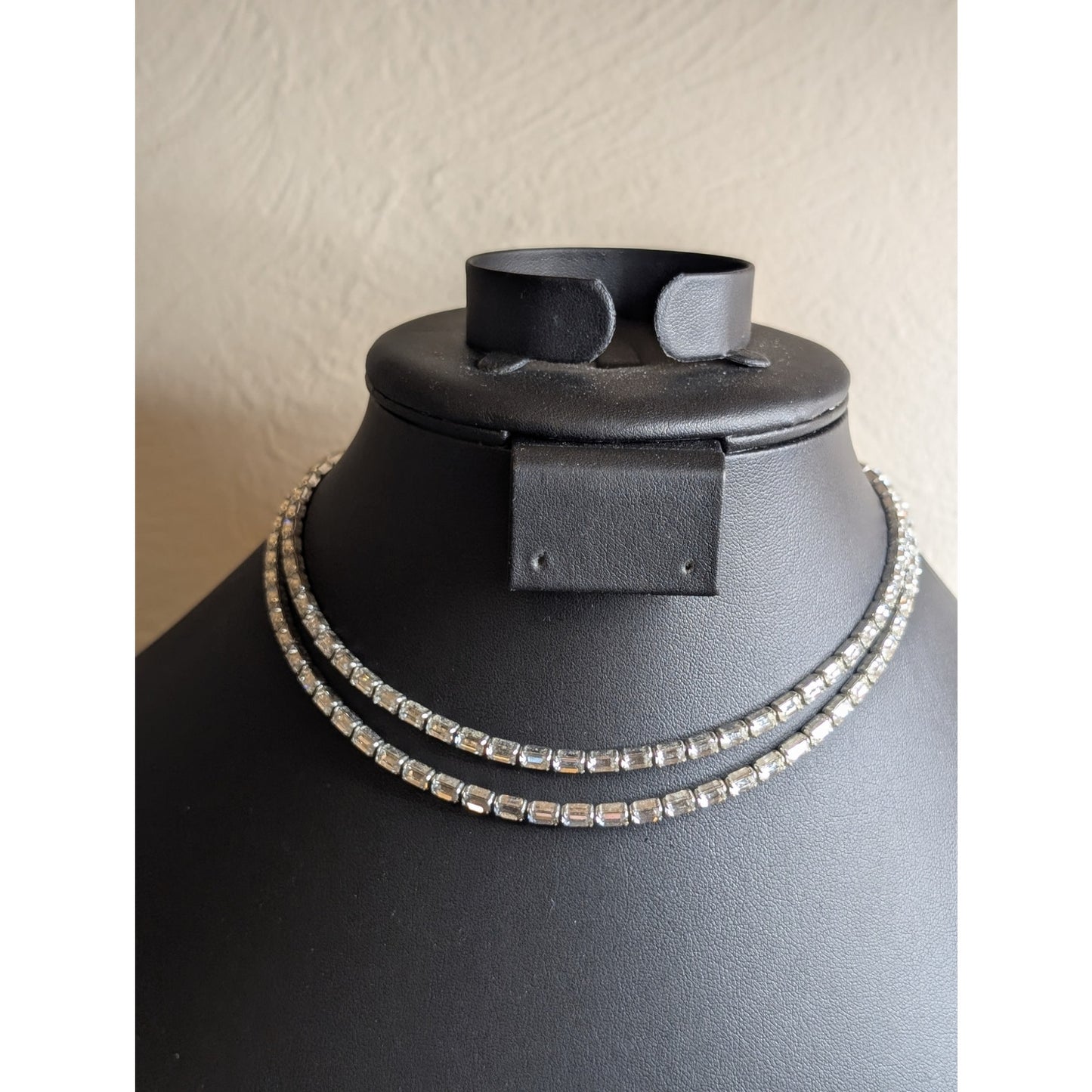 Vintage Joseph Mazer Double Strand Rhinestone Baguette Necklace