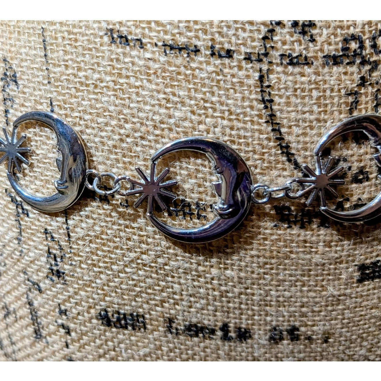 Moon Sun Boho Retro Punk Silver Tone Metal 43" or Less Waist Chain Belt