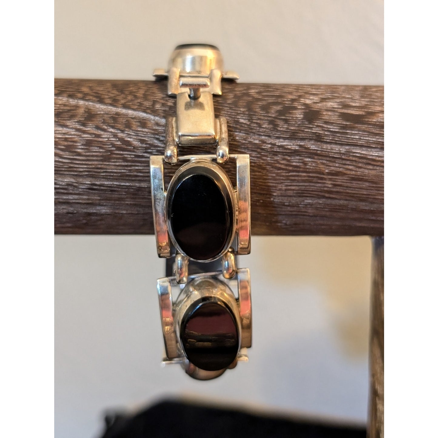 Taxco 925 Heavy Chunky Six Black Stone Bracelet