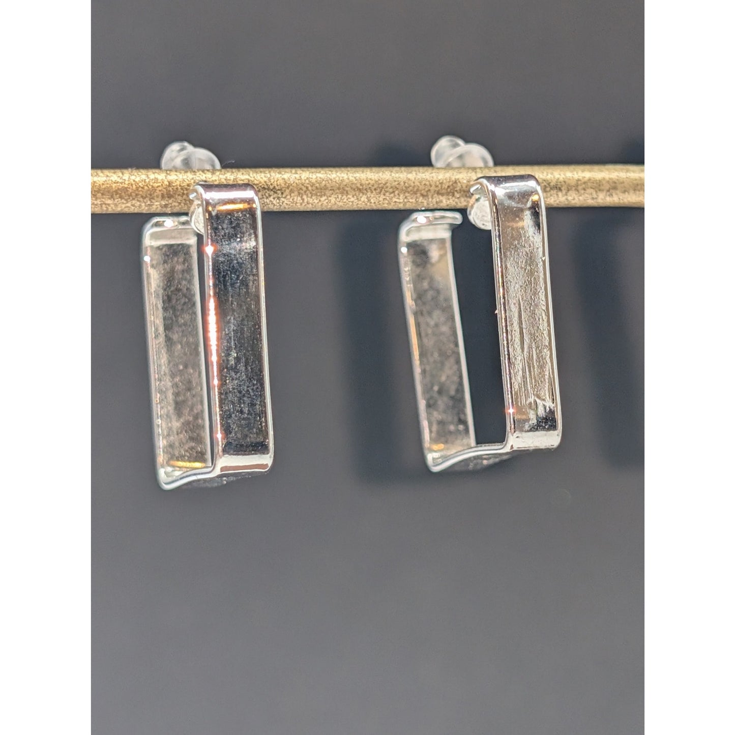 Silver Tone Square Hoop Earrings
