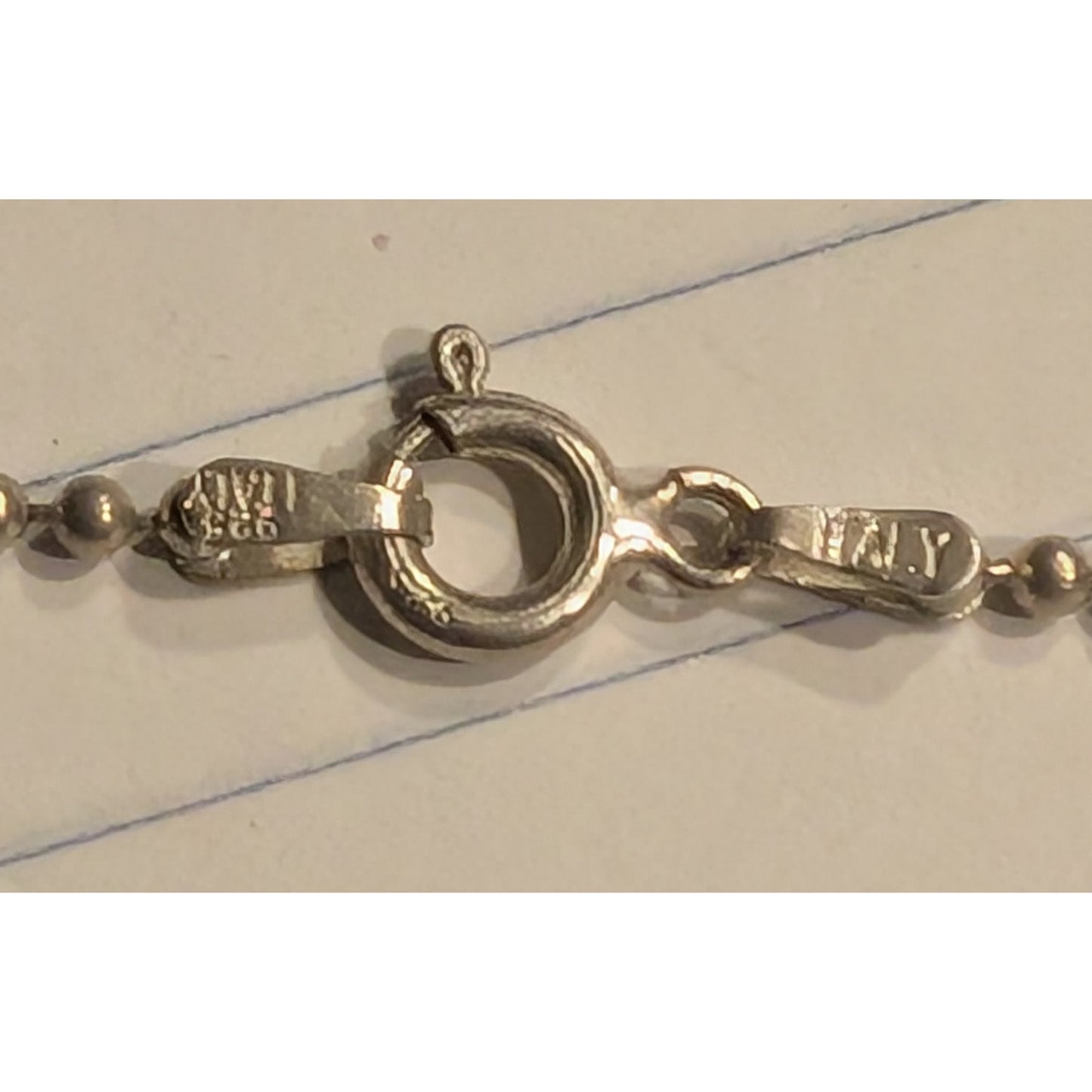 Vtg 925 Sterling Silver Bird on Branch Pendant Bead Ball Chain 17.5" Necklace