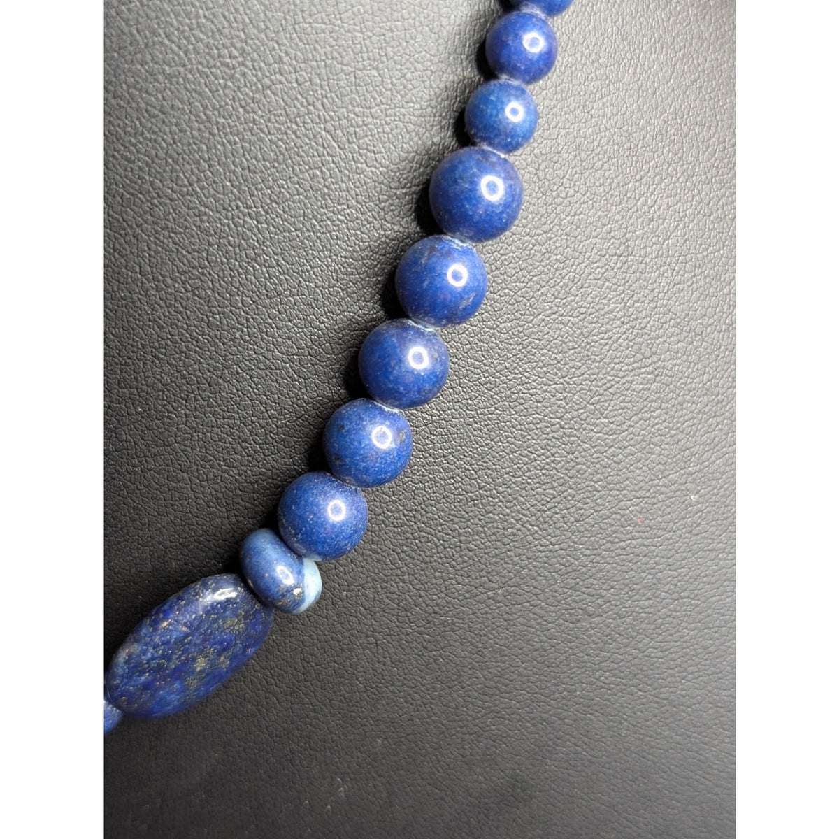 Natural Blue Egyptian Lapis Lazuli 6mm Round Stone Sailor's Clasp 16" Necklace