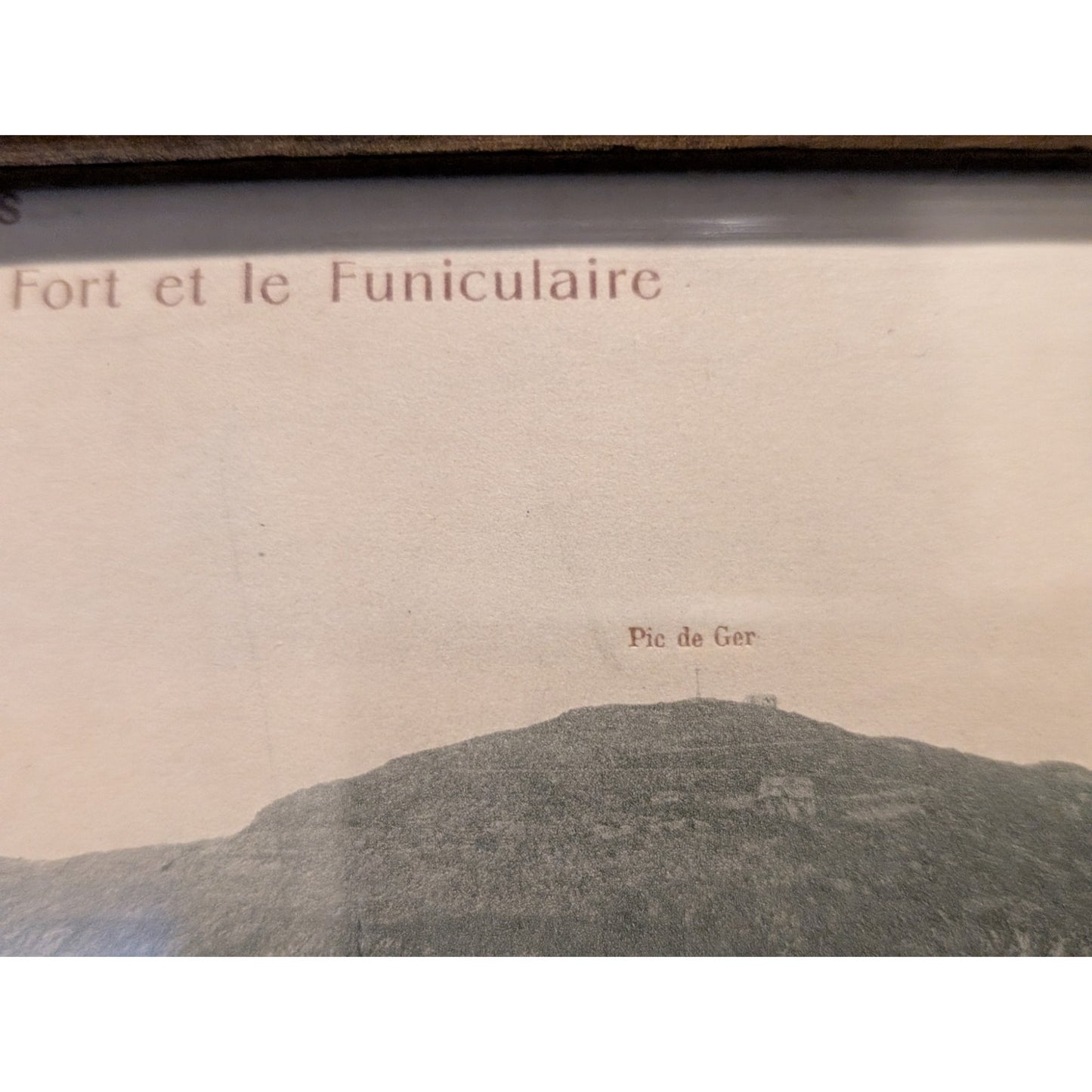 Antique/Vintage East to West Black & White Framed Picture of Lourdes Under Glass