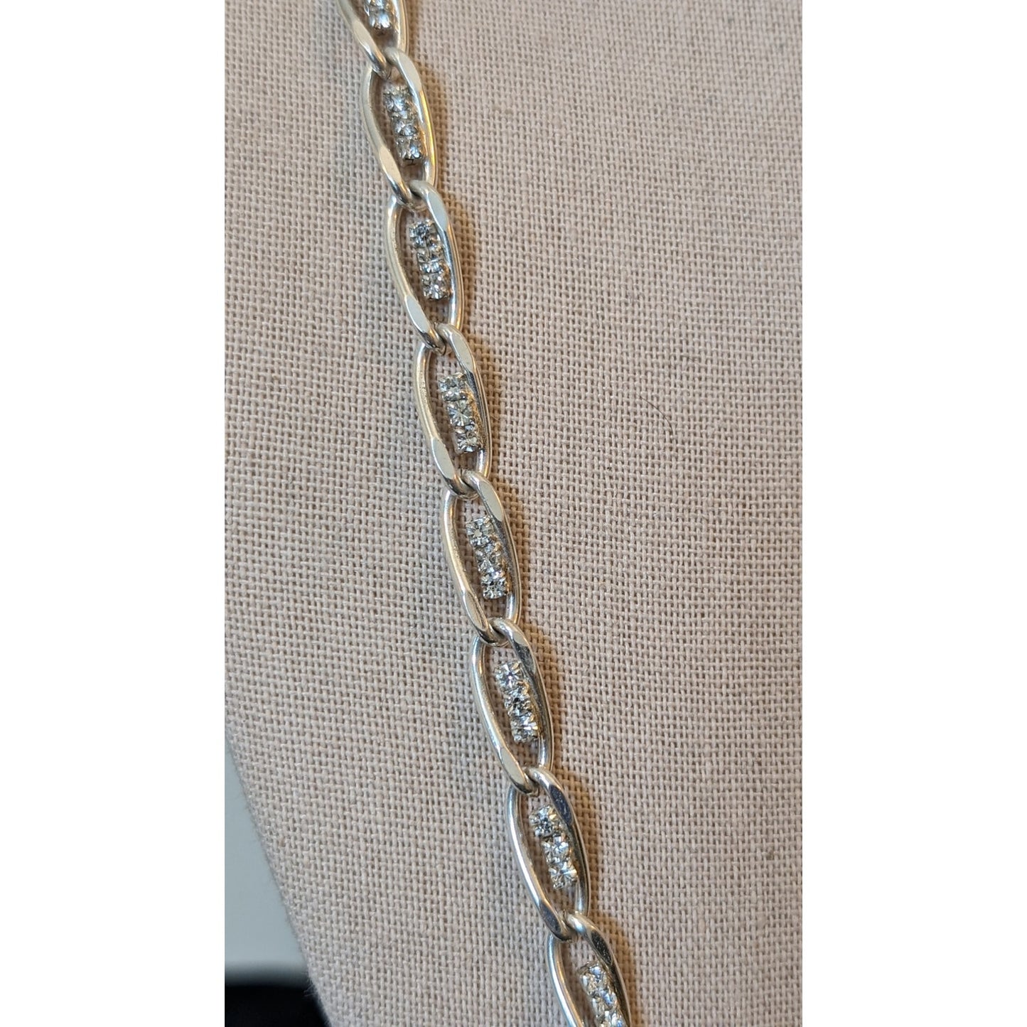 Triple Austrian Crystals Set in Silver Plated Chain Necklace & Matching Bracelet