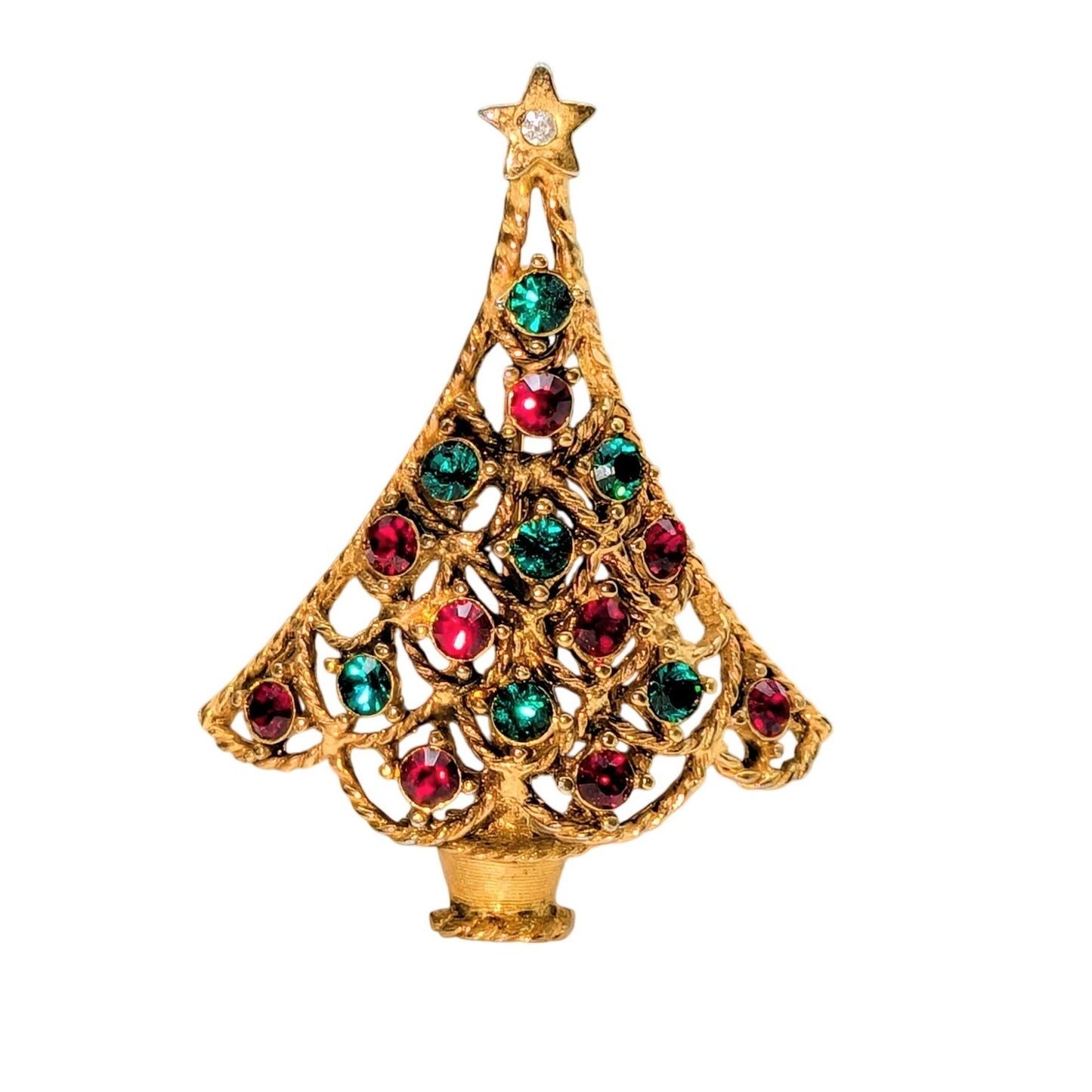 Vintage Signed EISENBERG ICE Christmas Tree Holiday Brooch
