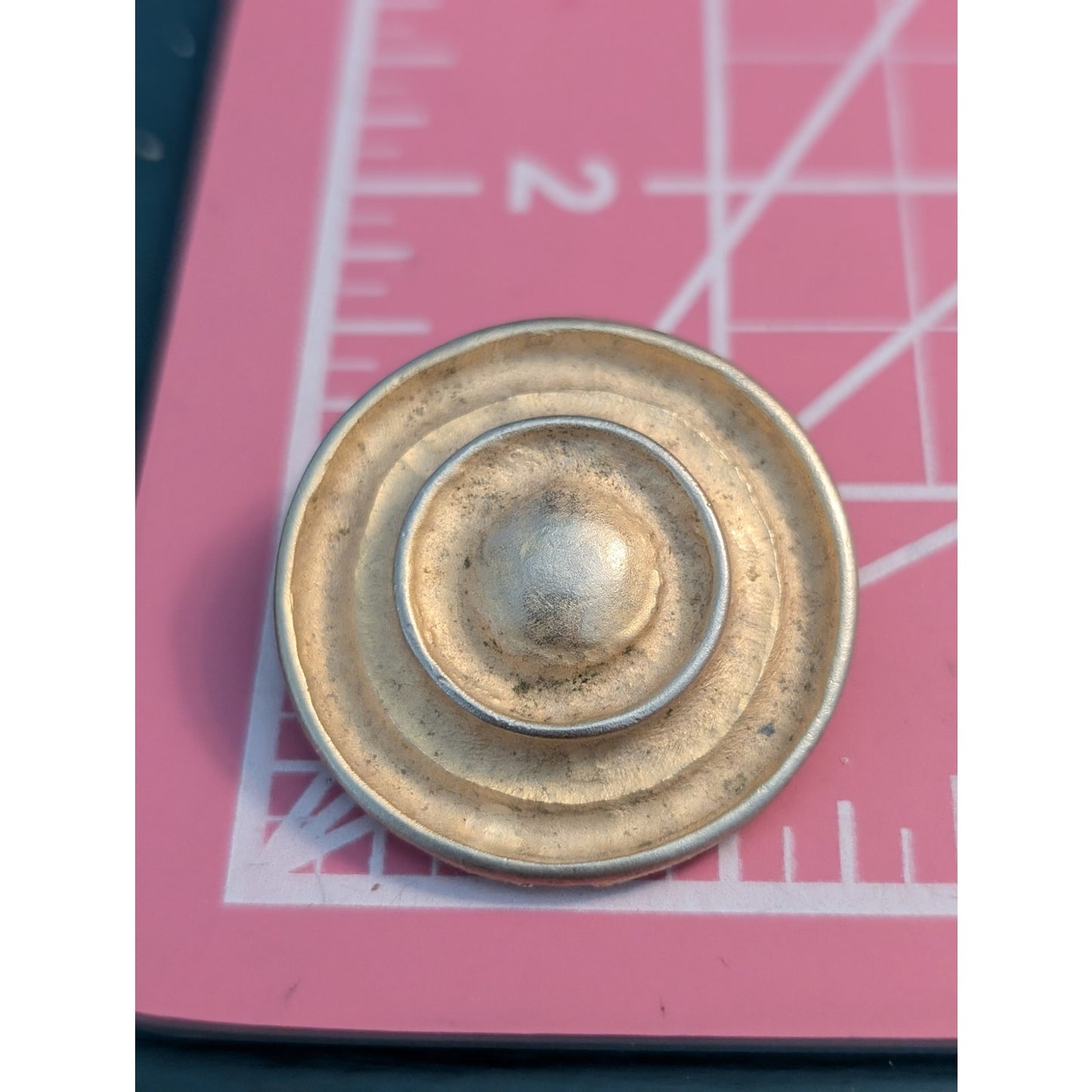 Vintage Brushed Gold Tone Round Clip On Earrings