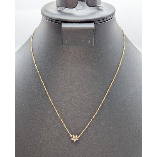 Vintage Marked FAS 925 Sterling Vermeil CZ Star Pendant Chain 18" Necklace