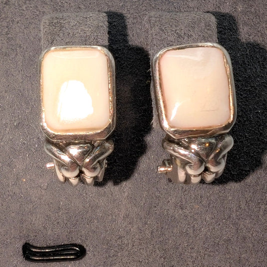 Estate Vintage Mother of Pearl Sterling Silver Pierced Earrings