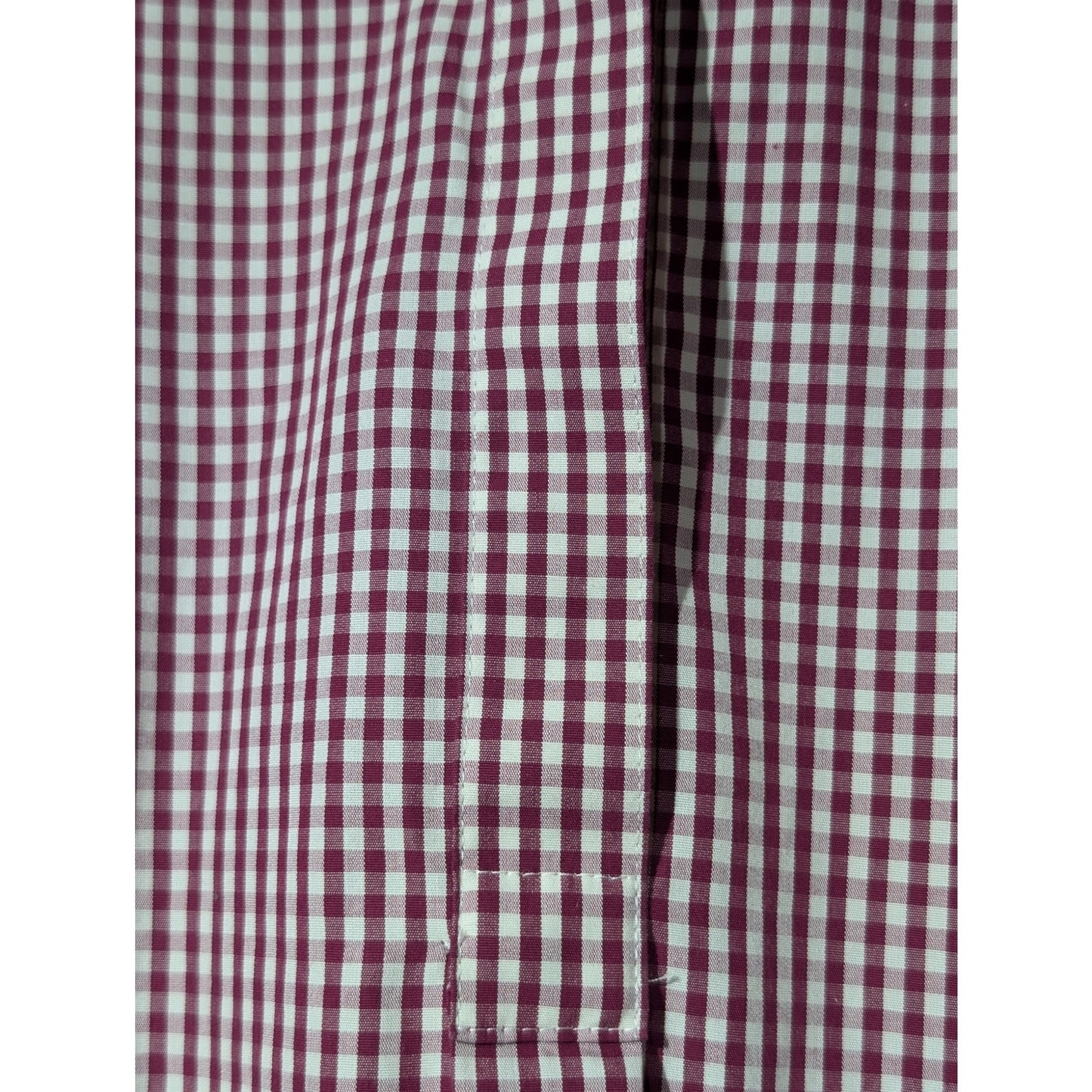 Lands' End Burgundy Check No Iron Supima Popover Long Sleeve Half Button Tunic