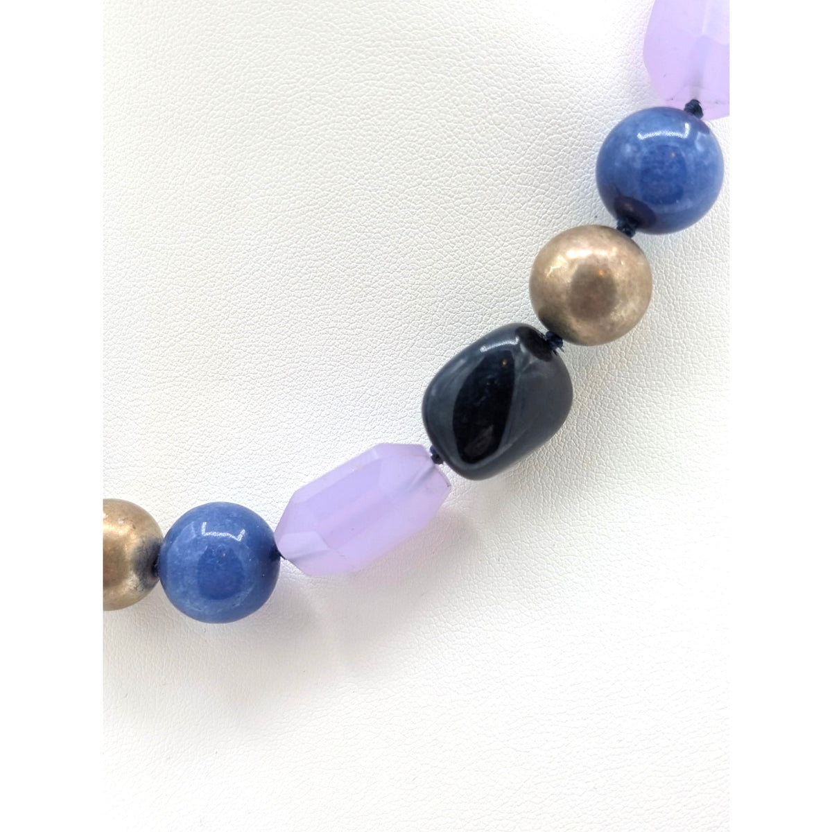 Talbot's Lapis Lazuli Topaz Lavender Crystal Knotted Beaded 17"-19" Necklace