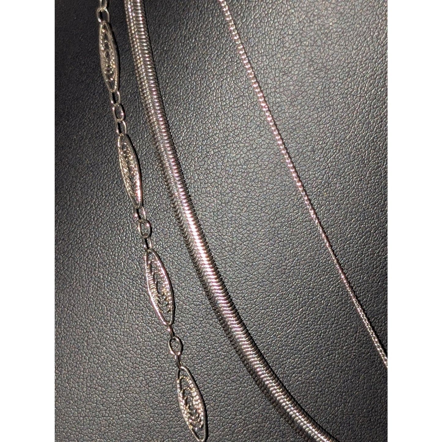 Lot of Three Silver Tone Necklaces --Avon & Unbranded