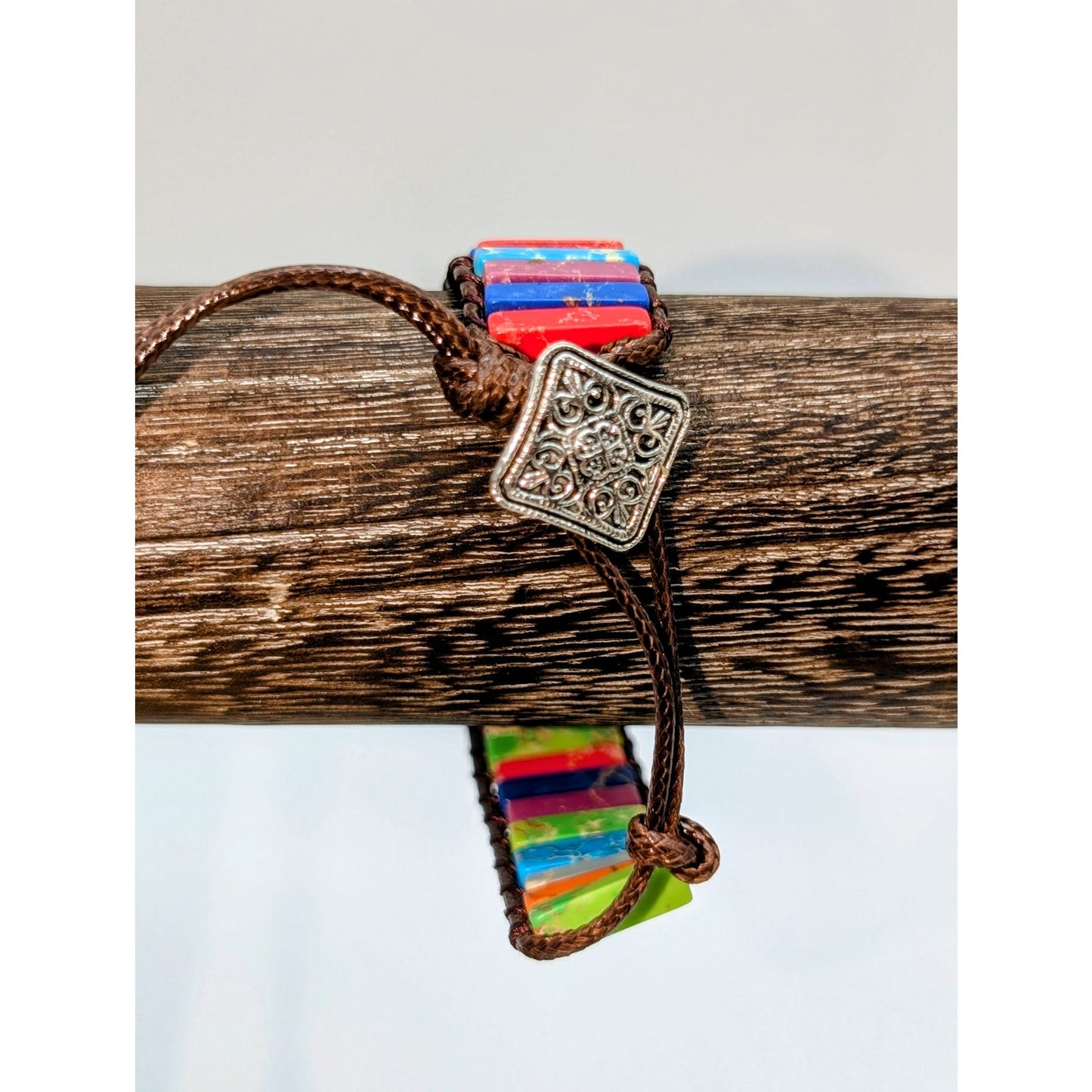 Boho Style Handmade Chakra Adjustable Button Closure Bracelet