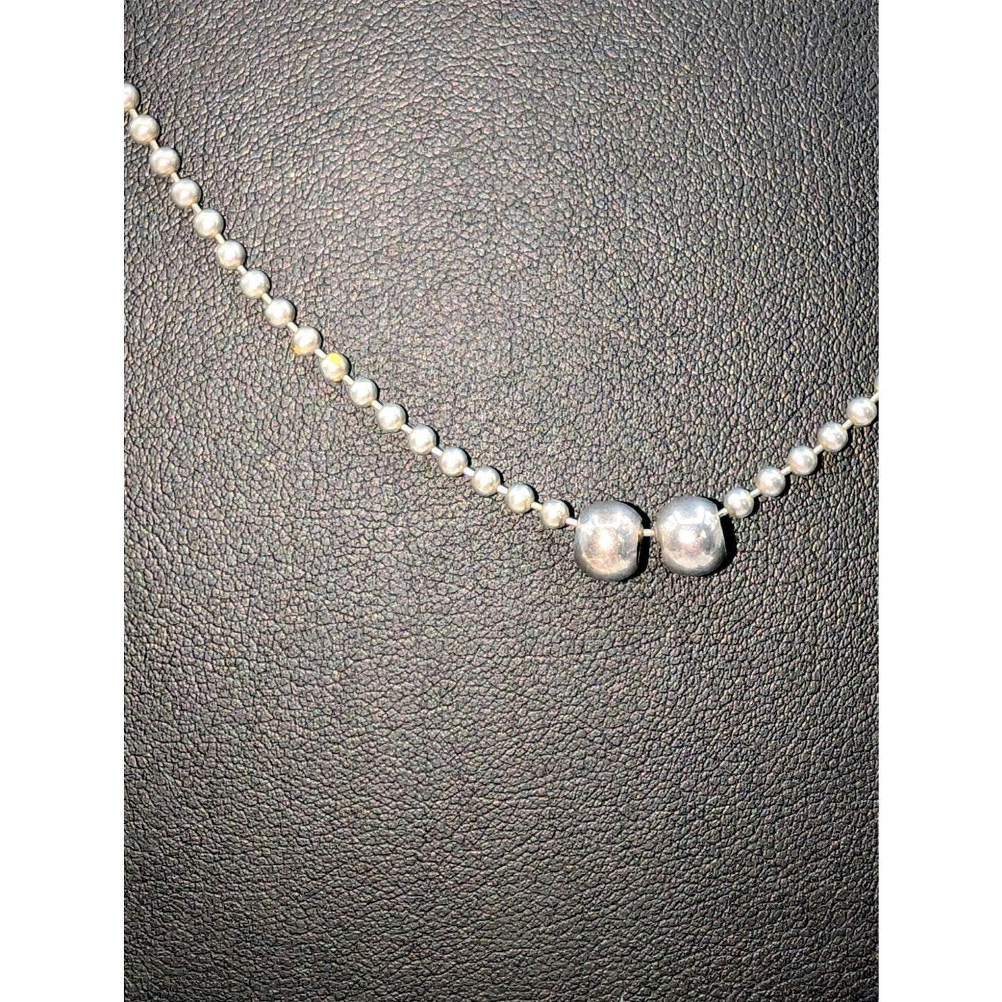 Vintage 925 Sterling Silver Two Bead Bead Ball 24" Chain Necklace