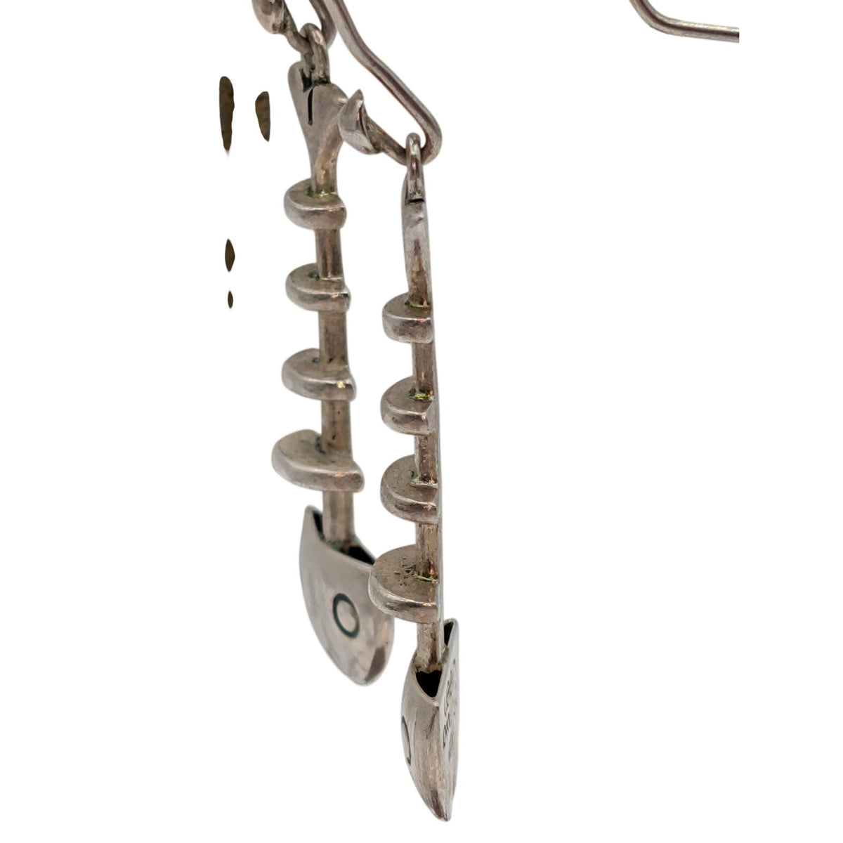 Signed by Maria Belen Nilson 925 Sterling Silver Fish Skeleton Dangle Earrings