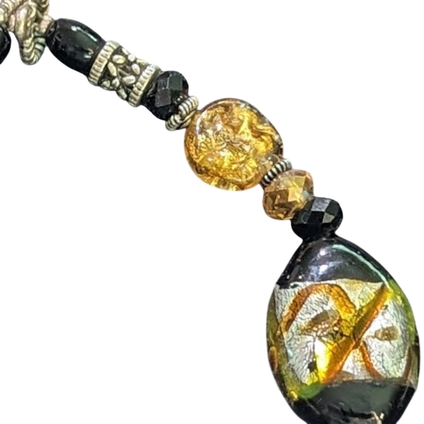 Black & Gold Glass Bead Toggle Bracelet