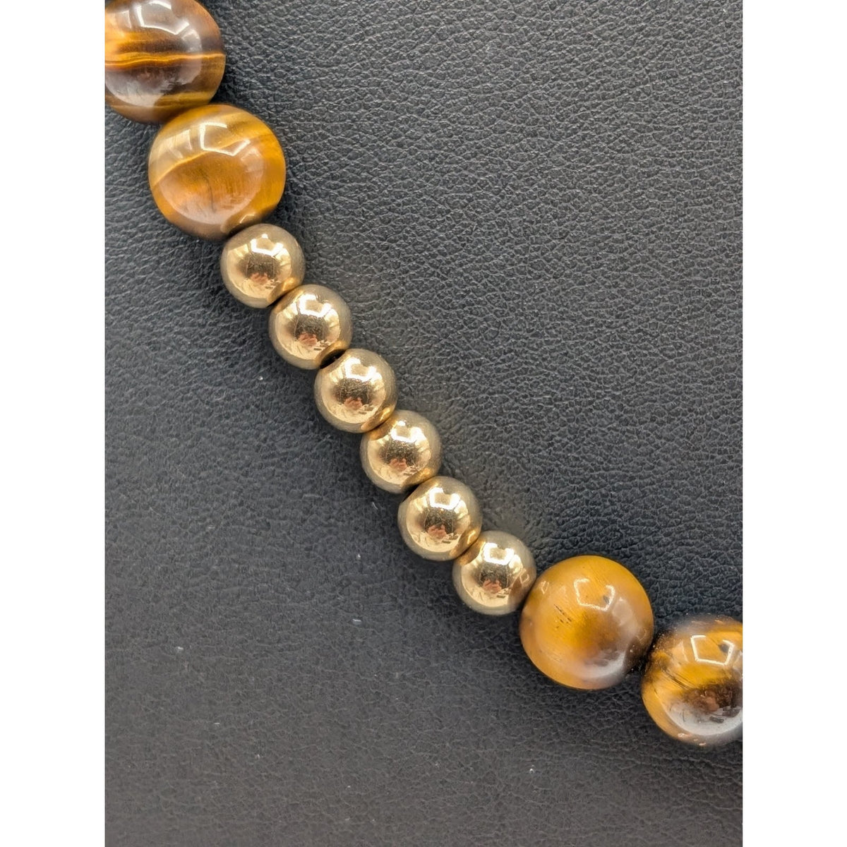 Vintage 14K Yellow Gold Tiger's Eye Stone Bead 24" Necklace 64.92g
