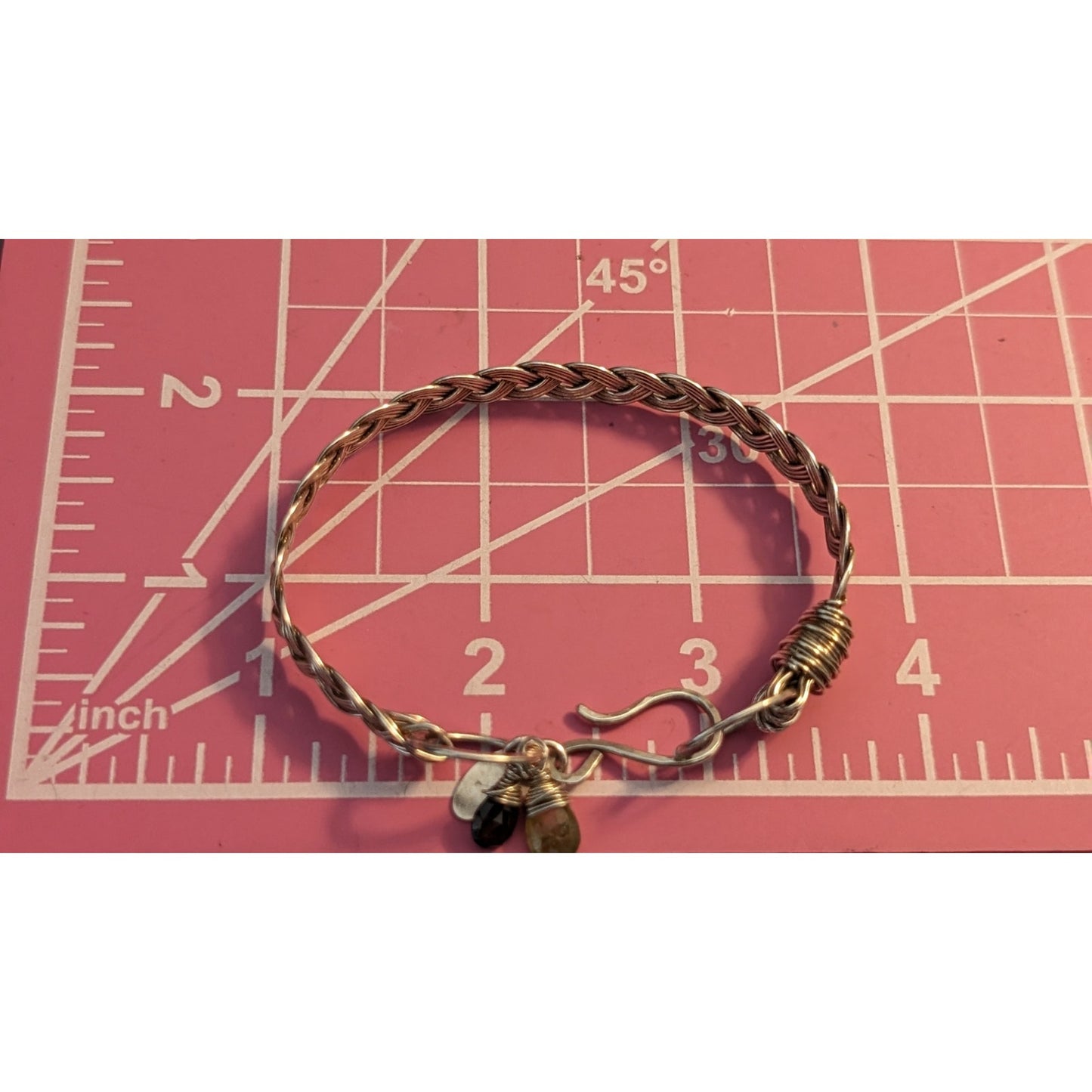 Nashelle 925 Sterling Braided Oblong Bangle W/ Briolette Gemstones & Hook Clasp