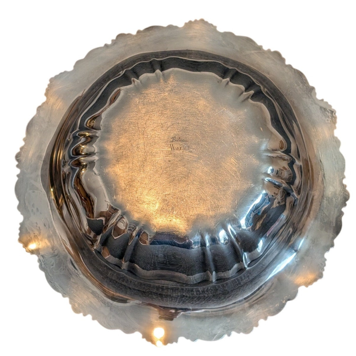 Vintage Wallace Silverplate Baroque Serving Bowl Ornate Rococo Inspired Rim
