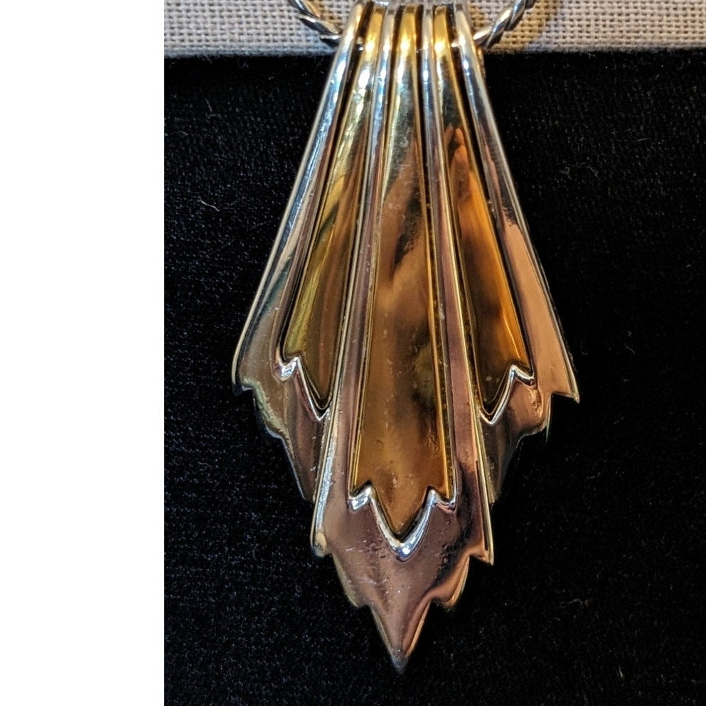 Vintage Rare Monet Multi-Tone Gold Plated Pendant 26" Necklace