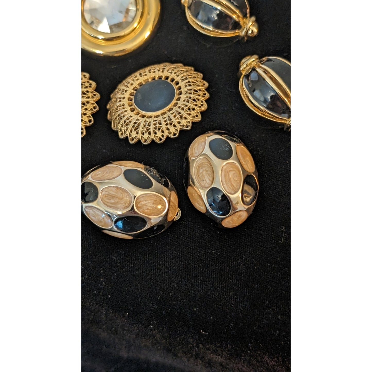 Vintage Five Pair Substantial Clip On Gold Tone Metal Earring Lot