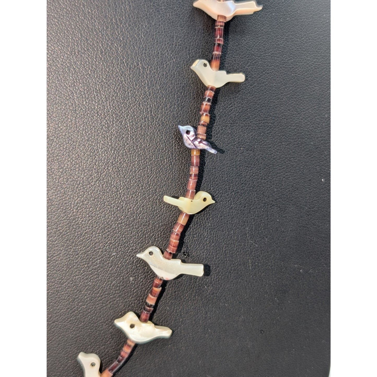 VTG Southwestern Style Heishi Fetish Stone/Shell Bird Barrel Clasp 27" Necklace