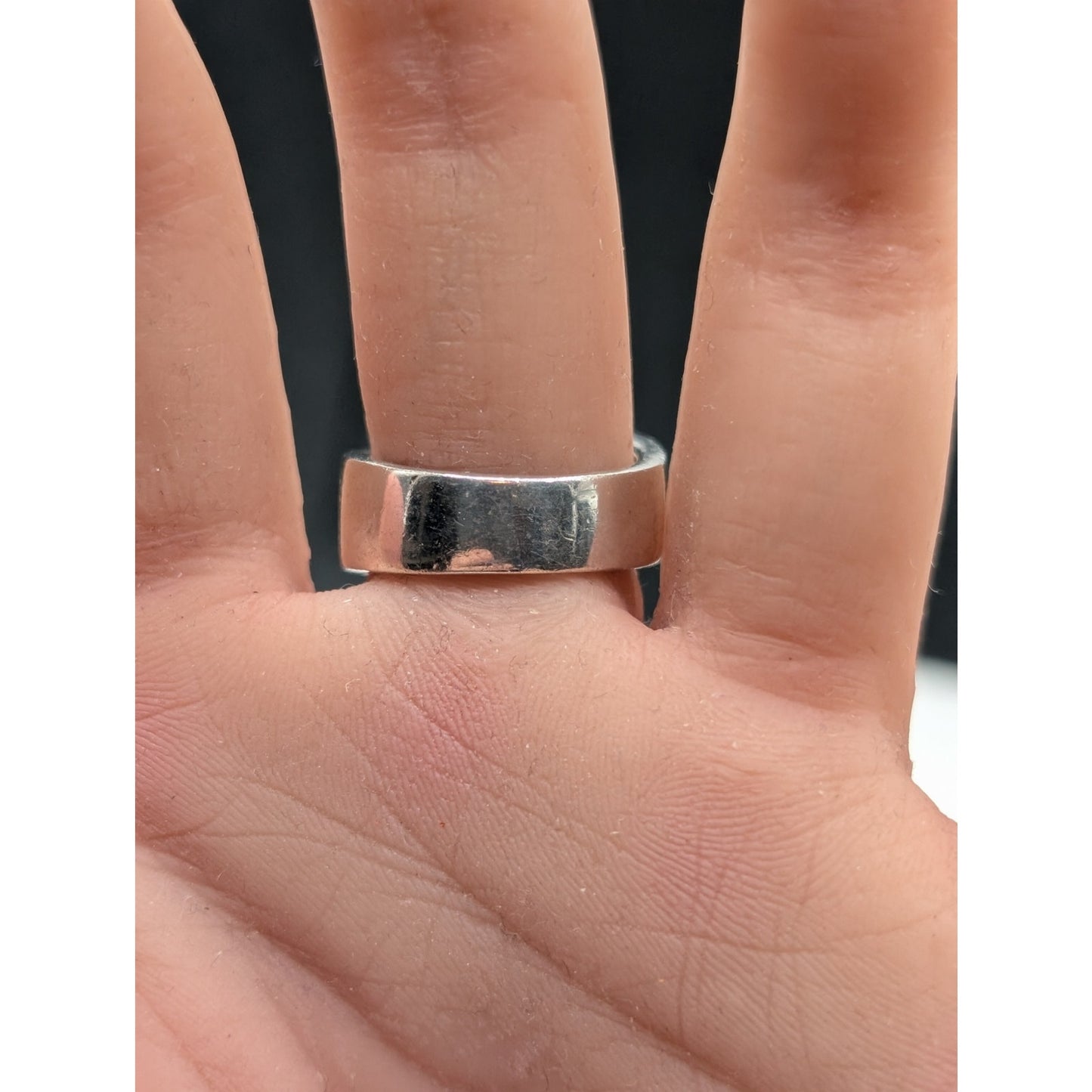 Sterling Silver 925 Mother of Pearl Black Stone Modernist Bypass Ring Size 6.5