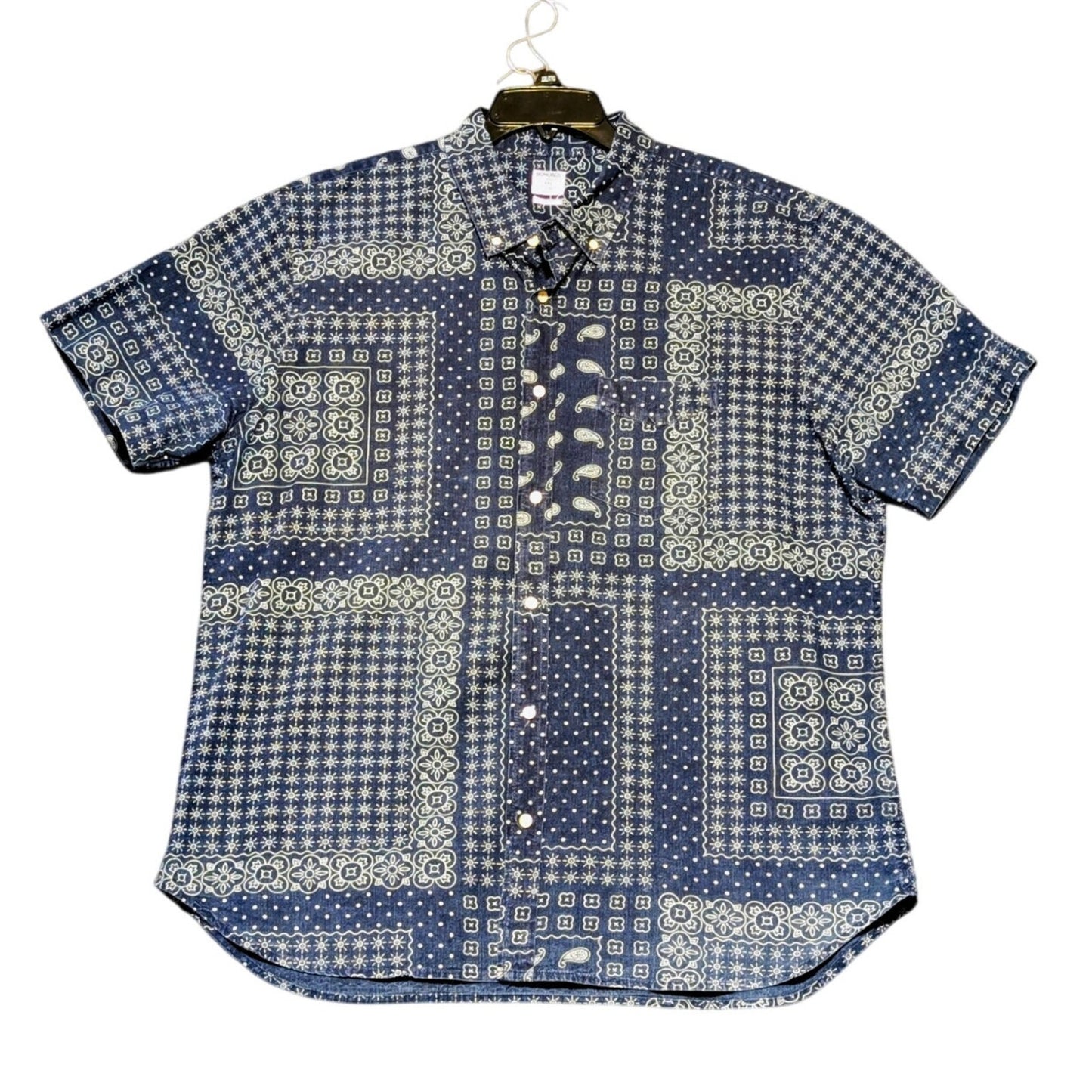 Bonobos Chambray Floral/Paisley Slim Fit Short Sleeve Button Down Mens' XXL