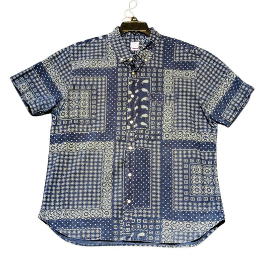 Bonobos Chambray Floral/Paisley Slim Fit Short Sleeve Button Down Mens' XXL