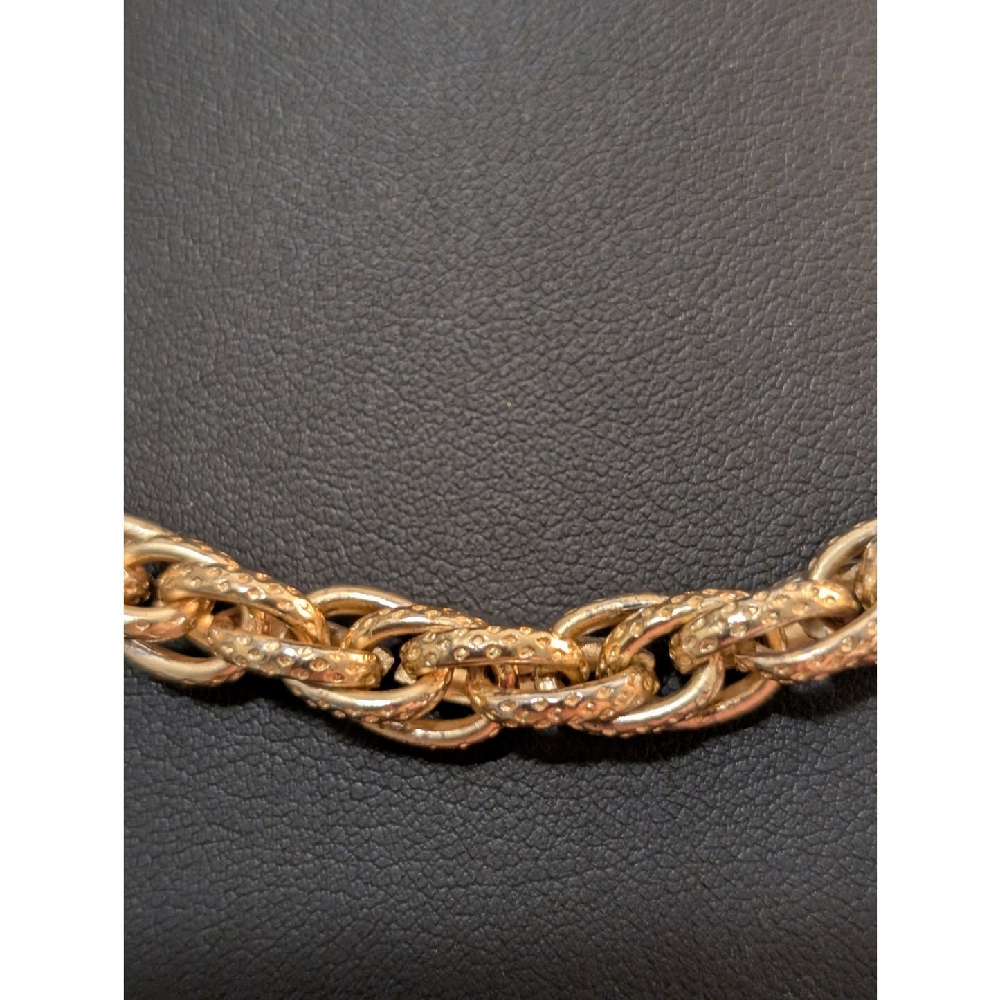 Gold Tone Textured Oval Link Necklace W/ Toggle Clasp