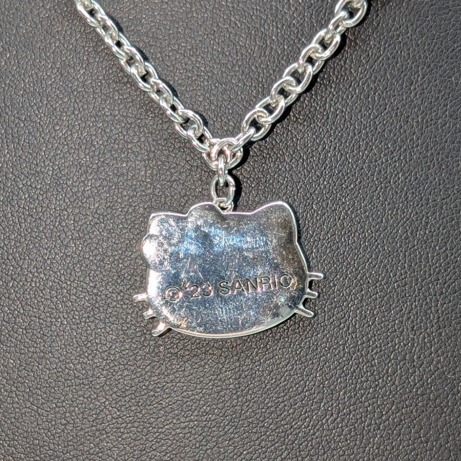 Sanrio '23 Silver Plated Enamel Hello Kitty Pendant 16"-18" Necklace