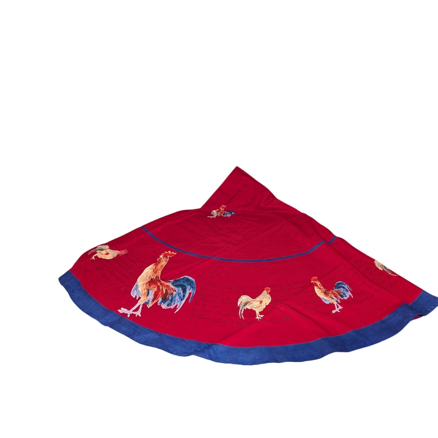 Williams Sonoma Red French Script Rooster 100% Cotton 70" Round Table Cloth